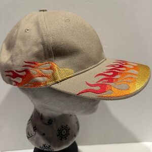 Embroidered Flames Baseball Hat